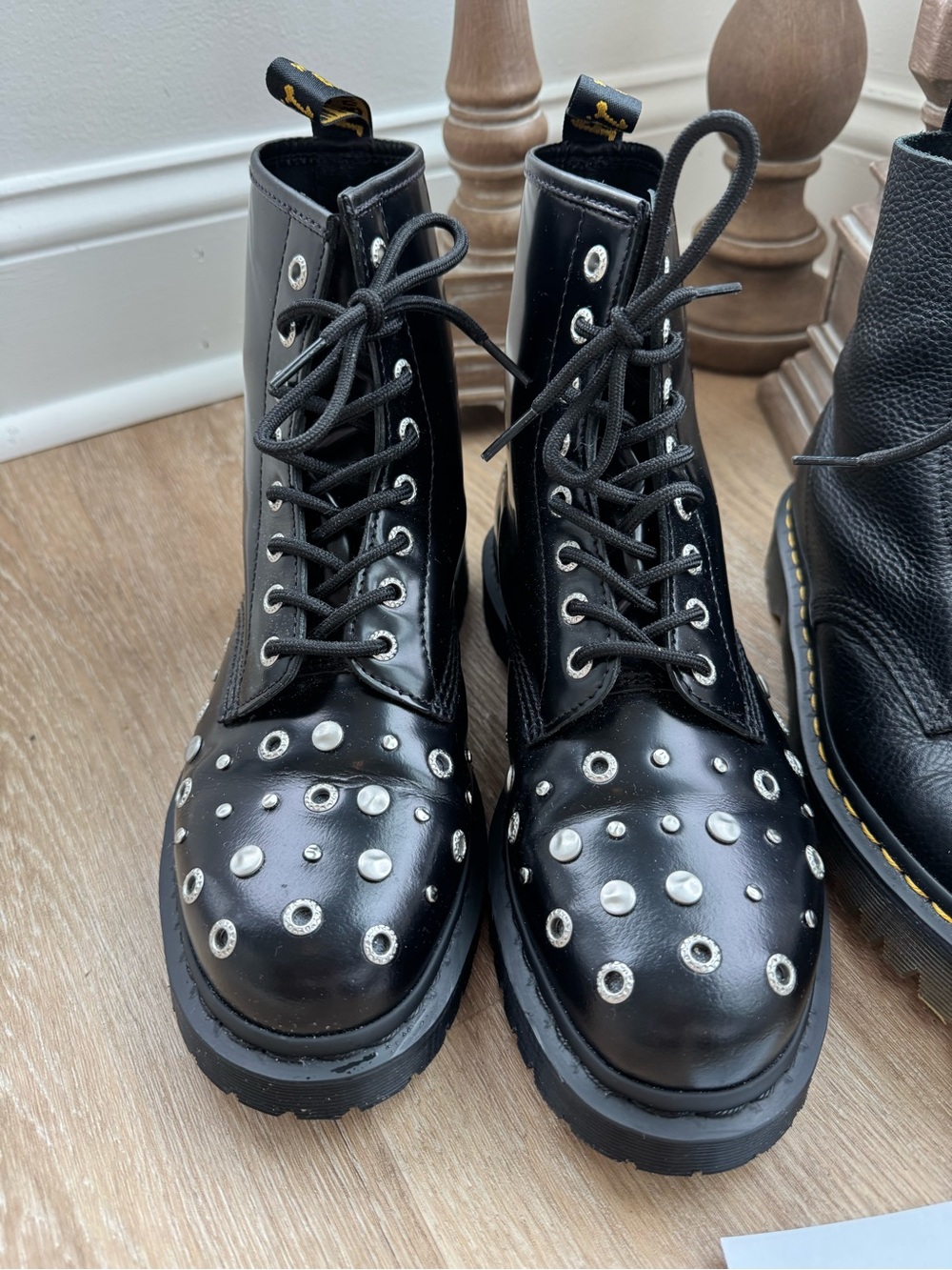 Dr. Martens Black Studded Lace-Up Boots